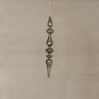 Silver Spindle Glass Ornament - Set of Two