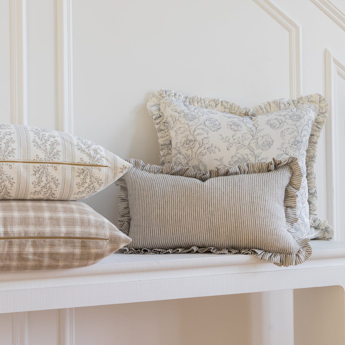 Ruffled Mabel Pillow Cover - French Blue - 22 x 22