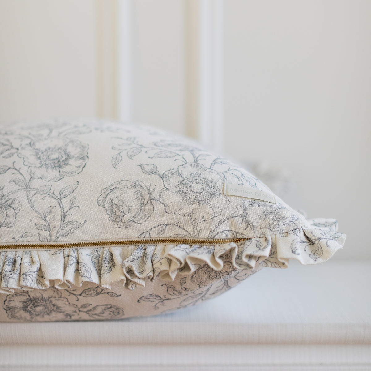 Ruffled Mabel Pillow Cover - French Blue - 22 x 22