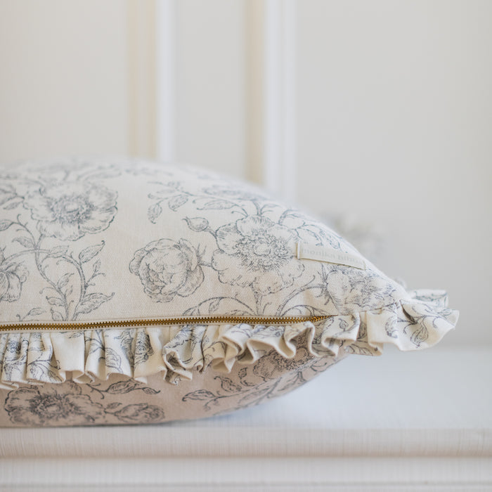 Ruffled Mabel Pillow Cover - French Blue - 22 x 22