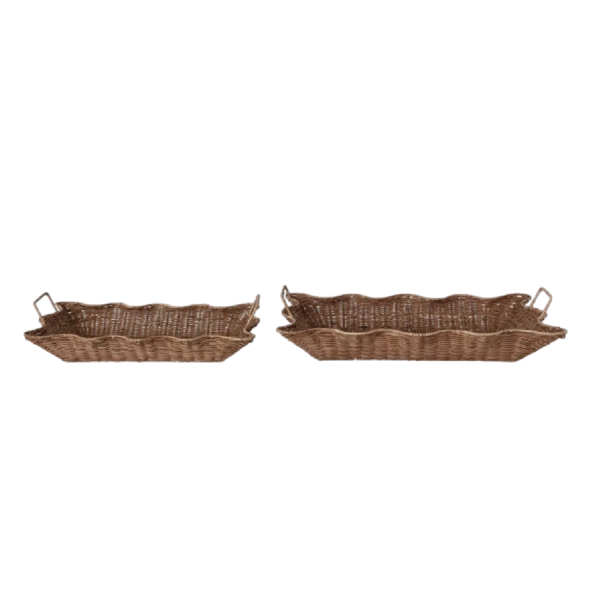 Birdie Scalloped Rattan Trays