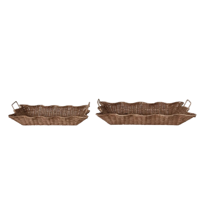 Birdie Scalloped Rattan Trays