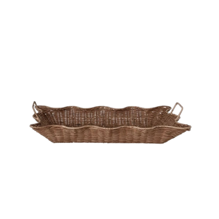 Birdie Scalloped Rattan Trays