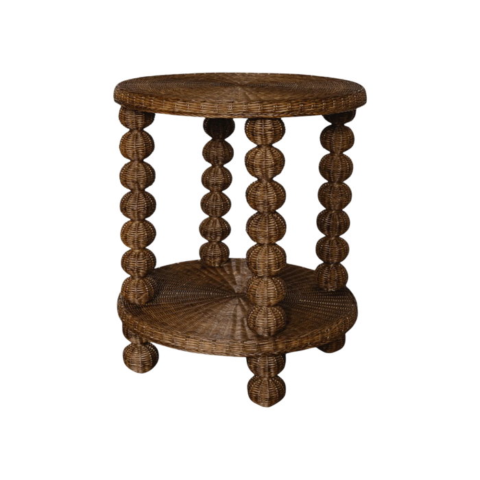 Bobbin Side Table - Round Teak
