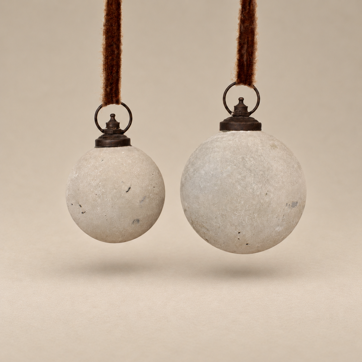 Powdered Silver Glass Ball Ornaments