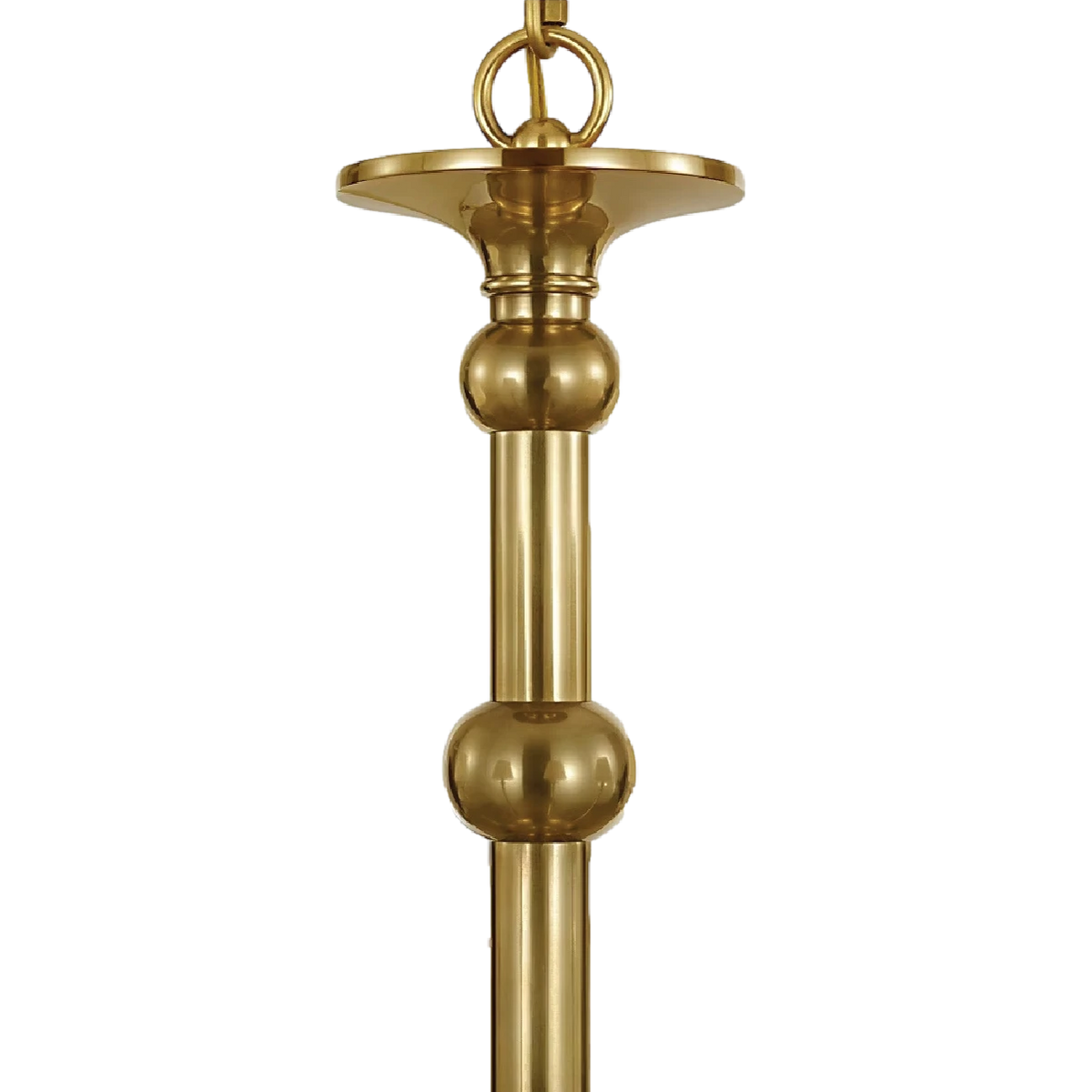 Acres Market & Interiors Embers 41" Chandelier, polished brass finish with decorative spherical accents and a tiered canopy.