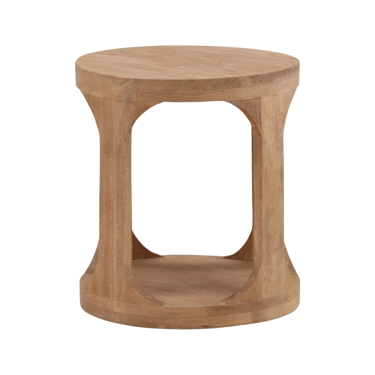 Wooden side table on a white background
