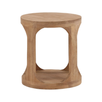 Wooden side table on a white background