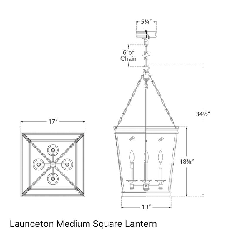 Launceton Medium Square Lantern