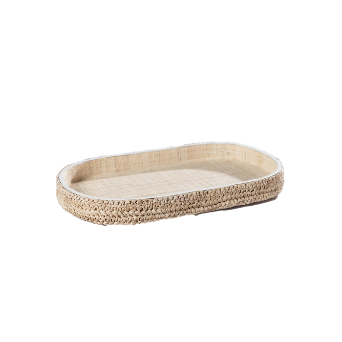 Roe Raffia & Leather Tray