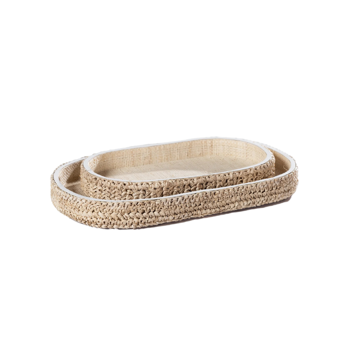 Roe Raffia & Leather Tray