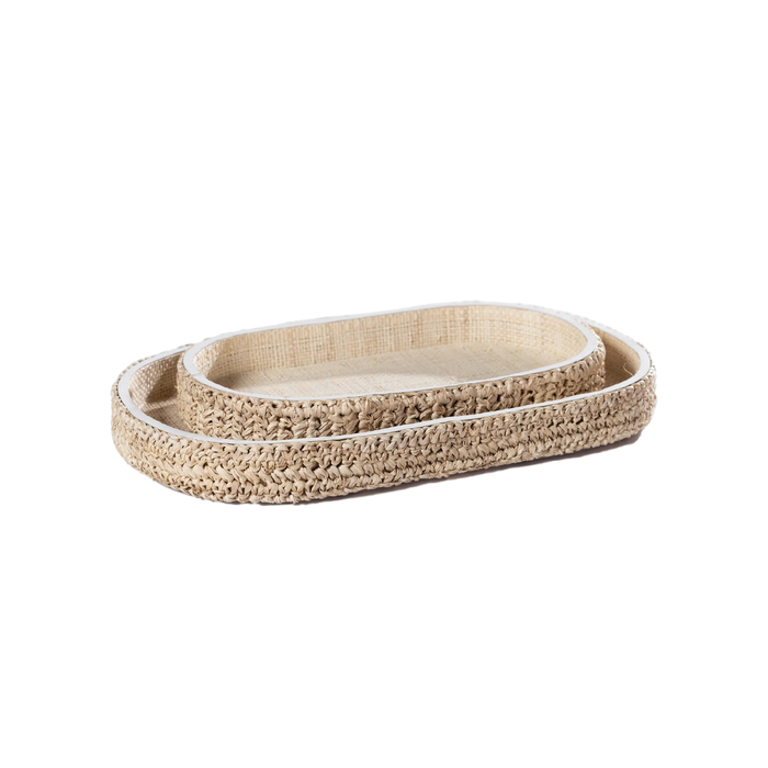 Roe Raffia & Leather Tray
