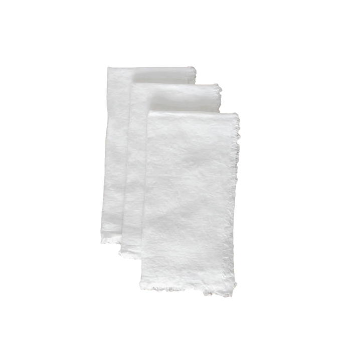 Snowfall White Linen Napkin