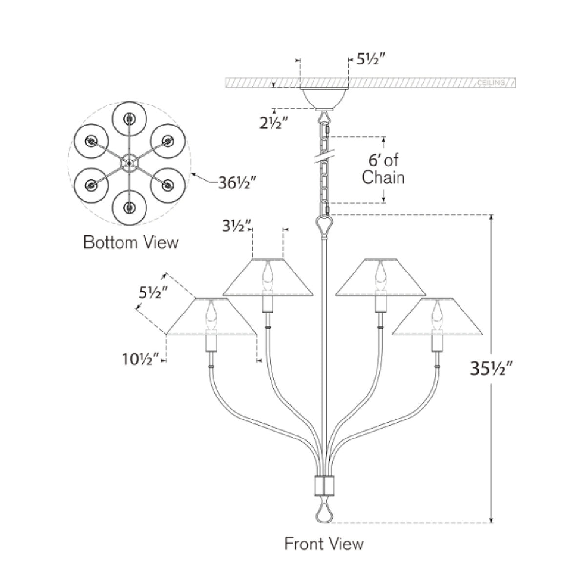 Griffin Large Staggered Tail Chandelier