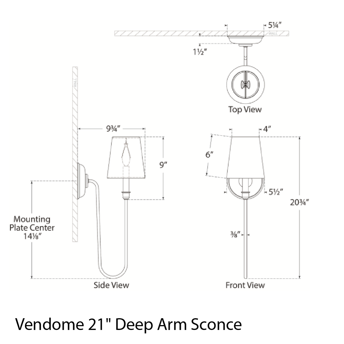 Vendome 21" Deep Arm Sconce
