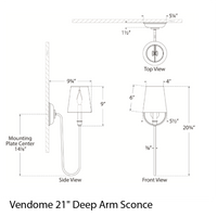 Vendome 21" Deep Arm Sconce