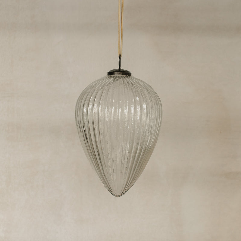 Estate Ribbed Glass Pinecone Ornament