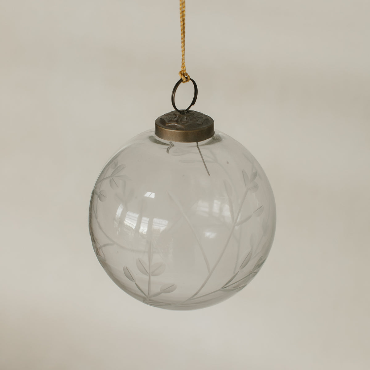 Ivy Etched Glass Ornament