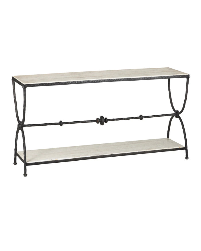 Agora White Travertine Console Table