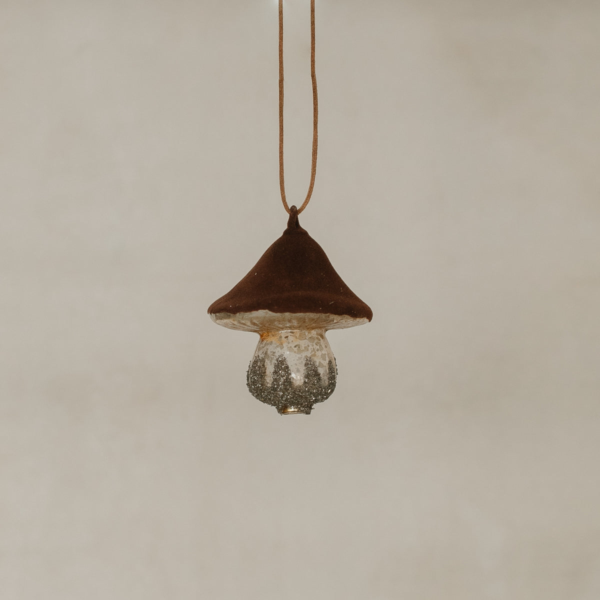 Velveteen Glass Mushroom Ornament