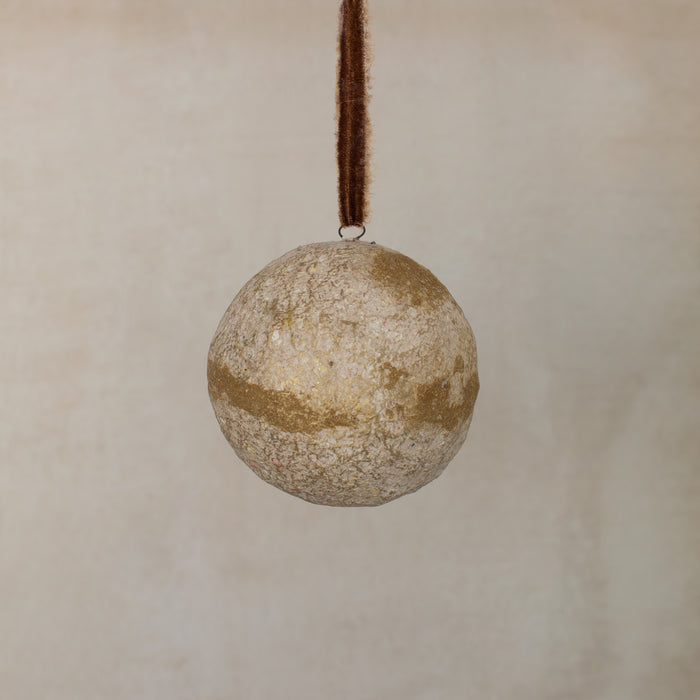 Golden Bauble Paper Maché Ornament