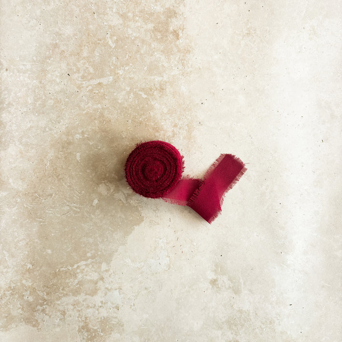Frayed Chiffon Ribbon - Merlot Red