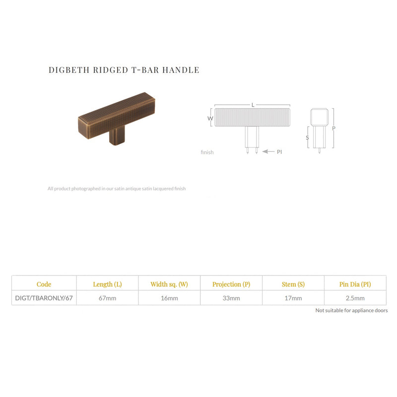Digbeth T-Bar Handle Ridged
