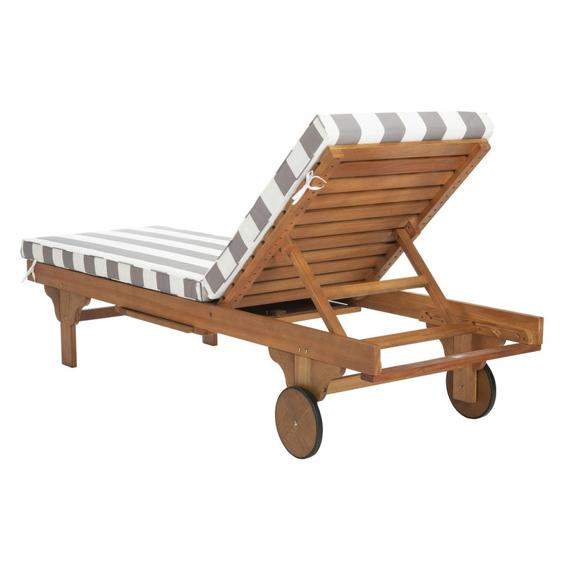 Hampton Chaise with Side Table - Natural Grey & White Stripe