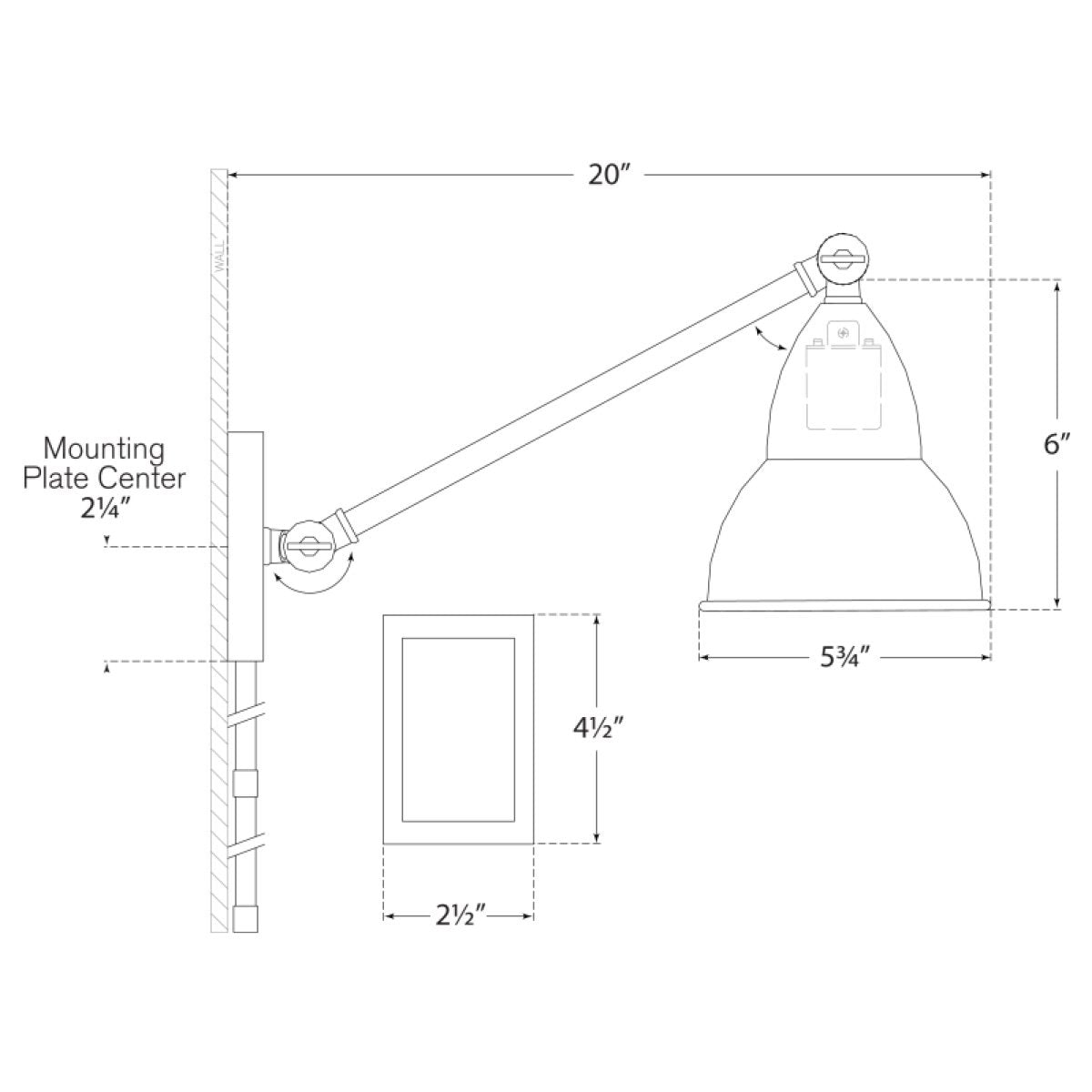 French Library Single Arm Wall Lamp
