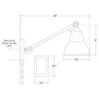 French Library Single Arm Wall Lamp